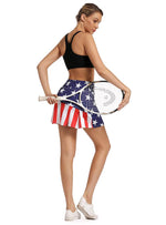 Load image into Gallery viewer, Pleated Tennis Skirt Golf Skort for Women with Pockets Shorts Athletic Workout Running Skirt Ruffle on Back (USA Flag, Medium)
