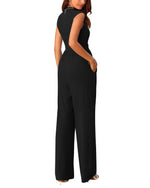 Load image into Gallery viewer, KIRUNDO Wide Leg Jumpsuits Dressy Casual Summer Petite One Piece Cap Sleeve High Neck Jumpsuit Funeral Outfit Airport Outfits for Women 2025 (Black, Small)
