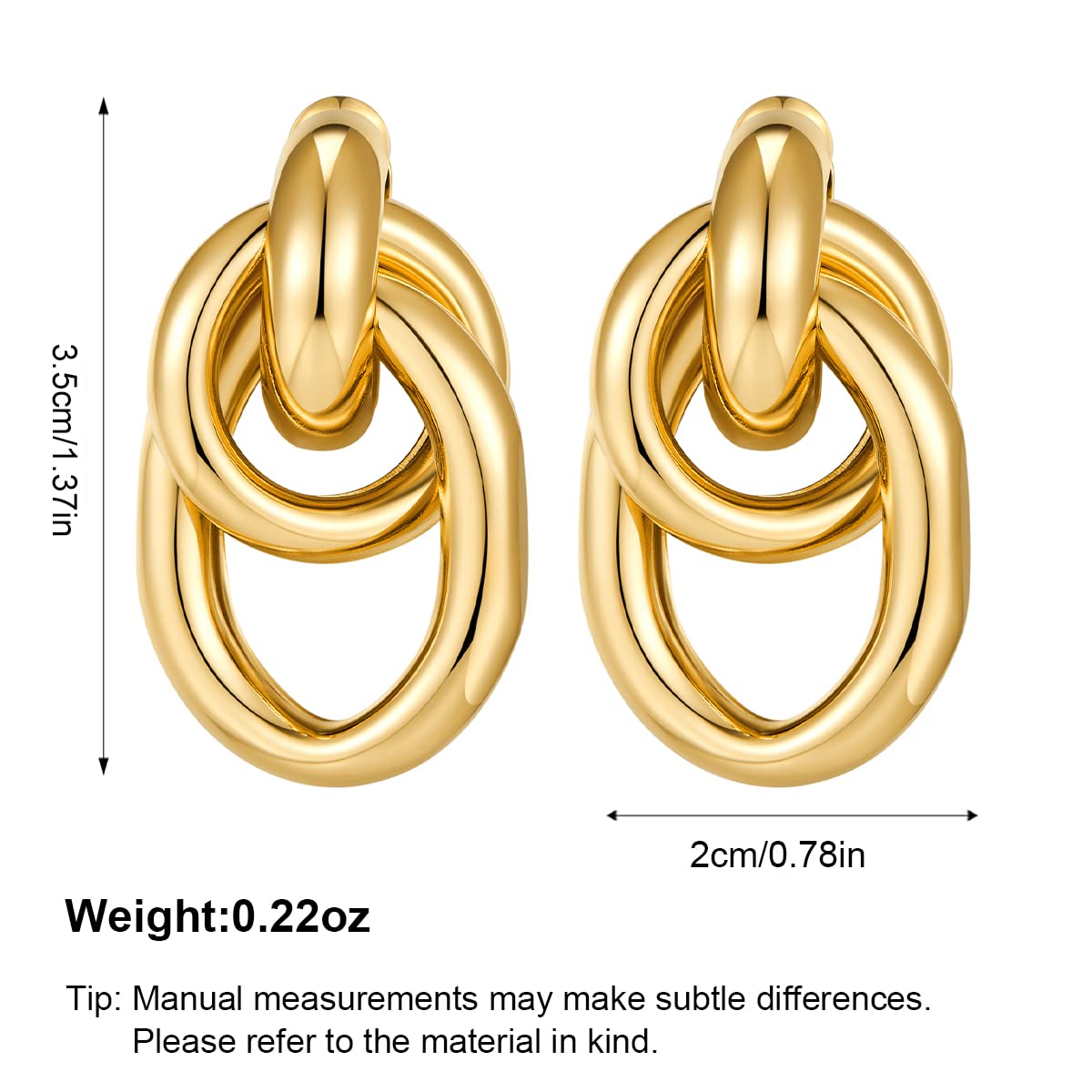 FILMOON Gold Geometric Drop Dangle Earrings for Women 18K Long Link Dangle Earrings Jewelry
