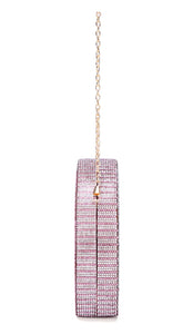 Covelin Women's Dollar Coin Handbag Rhinestone Purse Evening Clutch Bag Pink
