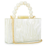 Load image into Gallery viewer, Women Acrylic Purses Evening Clutch Bag Marbling Handbags Cross Body Bag with Pearl Chain for Wedding Cocktail Party Prom

