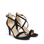 Load image into Gallery viewer, DREAM PAIRS Women's Strappy Stiletto High Heels Open Toe Rhinestone Wedding Dress Shoes Sparkly Sandals,Size 9,Black/Nubuck,DOLCE
