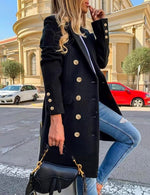 Load image into Gallery viewer, IDEALSANXUN Black Trench Coat Women Long Winter Coats Double Breasted Wool Coat Midi Length Blazer Jackets, Black, M
