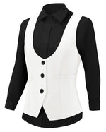 Load image into Gallery viewer, V VOCNI Suit Vest for Women Waistcoat Vest Vintage Steampunk Dressy Casual Racerback Vests Jacket White Medium
