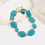 Load image into Gallery viewer, Firstmeet Vintage Resin Rhinestone Necklace Irregularly Shaped Elegant Crystal Collar for Women(XL-1240-Blue)
