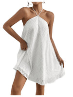 Load image into Gallery viewer, MakeMeChic Women's Halter Dress Summer White Beach Mini Backless Flowy Short Dress White Small
