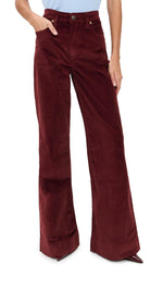 Load image into Gallery viewer, rag &amp; bone Women's Skylar High-Rise Corduroy Trousers, Burgundy, Red, 34
