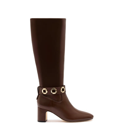 Larroudé Milan Block Boot In Cognac Leather 8.0 / Cognac