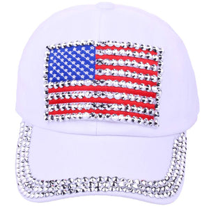 oaesc Patriotic American Flag Baseball Cap USA Bling Sparkle Hat for Women 4th July Summer Sun Cap