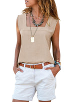 Load image into Gallery viewer, miduo Womens Tanks 2025 Summer Casual Square Neck Tank Tops Loose Tanks Sleeveless Cami Shirts Blouses Apricot L
