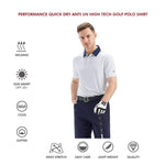 Load image into Gallery viewer, Golf Shirts for Men Dry Fit Short Sleeve Print Performance Moisture Wicking Polo Shirt White
