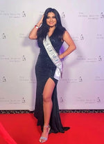 Load image into Gallery viewer, WENKAFO Glitter Sequin Prom Dress for Teens 2026 Slit Sparkly Mermaid V Neck Evening Party Gowns for Women Ruched Long Formal Gown Size 8 Brown
