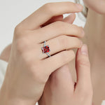 Load image into Gallery viewer, Yaresul Women's Ruby Ring Red Rings for Women 925 Sterling Silver Ruby Engagement Ring July Birthstone Rings Promise Wedding Ring for Anniversary Valentine's Day Gift Size 8
