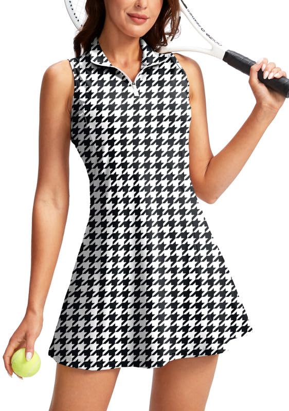 Viodia Women's Tennis Golf Dress with Shorts Active Exercise Workout Sports Athletic Dresses for Women with Zipper Pockets
