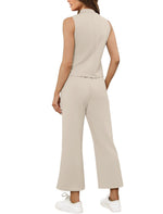 Load image into Gallery viewer, SAMPEEL Lounge Set for Women 2 Piece Spring Outfits 2024 Travel Clothing Summer Business Casual Outfits Sleeveless Wide Leg Crop Pants Sets Matching Sets Women Clothing Khaki S
