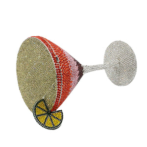 UMREN Cocktail Goblet Rhinestone Clutch for Women Unique Crystal Evening Bag Diamond Purse Wedding Party Prom Handbag Orange Yellow