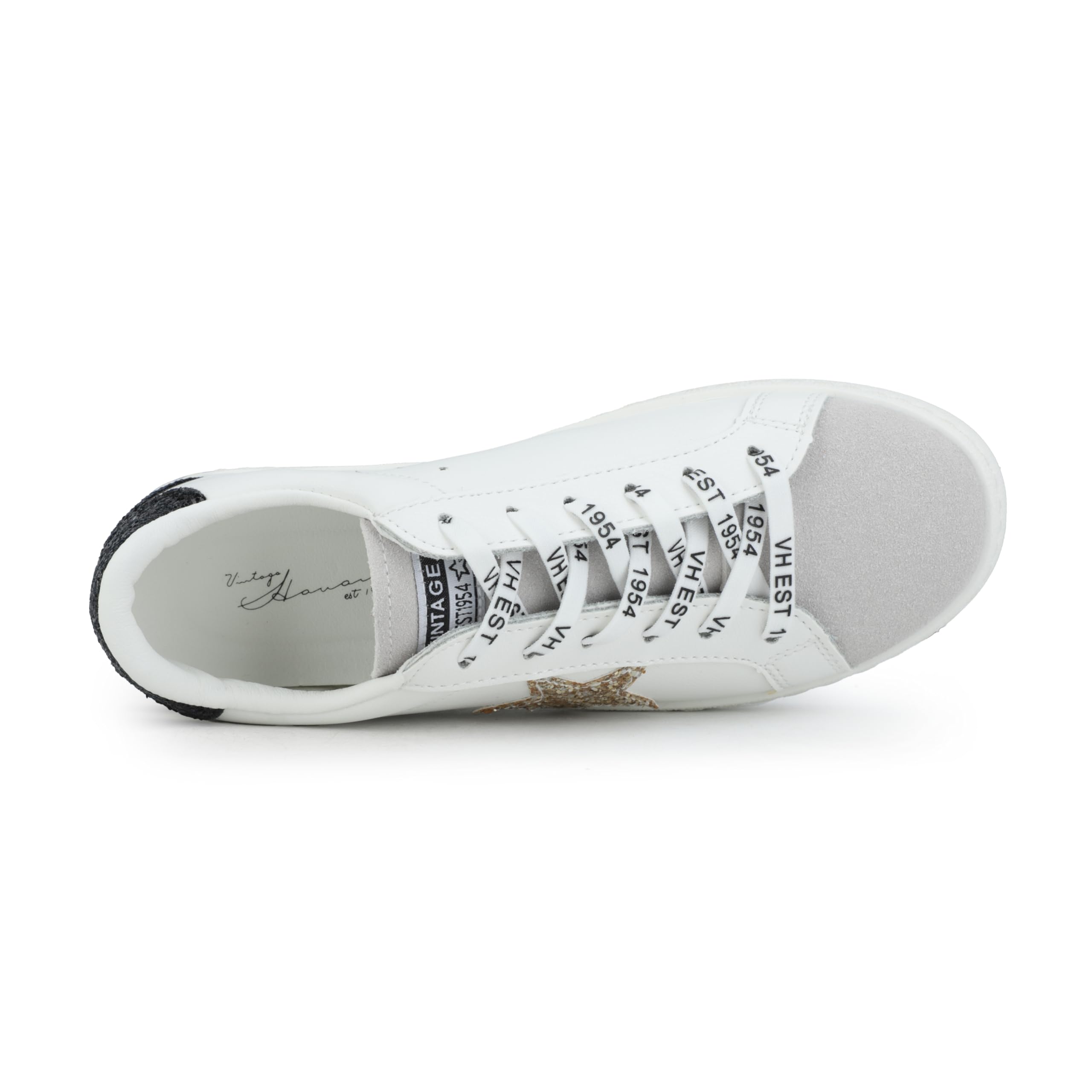 VINTAGE HAVANA Women’s Fashion Sneakers Legend AM White Grey Glitter 8.5