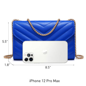 Dasein Women Small Quilted Crossbody Bags Stylish Designer Evening Bag Clutch Purses and Handbags with Chain Shoulder Strap (Royal Blue)