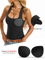 Load image into Gallery viewer, EasyGala Womens Padded Racerback Tank Tops Double Lined Built in Bra Cami Tops Basic Fitted Shirts Summer Going Out Tops Black M

