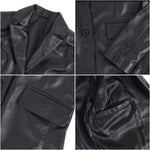 Load image into Gallery viewer, UGFashions Women Casual Lambskin Leather Blazer Jacket Women Classic 2-Button Long Sleeves Suit Style Leather Car Coat Black, XX-Large
