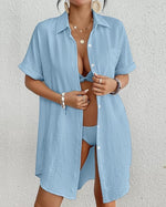 Load image into Gallery viewer, Bsubseach Women Swimsuit Coverup Shirt Dress Button Down Bathing Suit Cover Up Beachwear Sky Blue M
