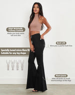 Load image into Gallery viewer, BISUAL Women's Fashion High Rise Jeans Slimming Wide Leg Stretch Denim Flare Bellbottom Jeans (Black, US 10)
