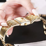 Load image into Gallery viewer, SENRUD Fashion Bracelet Watches for Women Luxury Rectangular Dial Analog Quartz Wrist Watch Gifts for Ladies (Diamond Gold)
