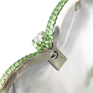 Boutique De FGG Heart Clutch Purses for Women Formal Crystal Evening Bags Rhinestone Clutch Party Minaudiere Handbag,Mini,Mint Green