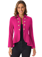 Load image into Gallery viewer, Allegra K Women's Casual Jacket Steampunk High Low Hem Open Front Long Sleeves Work Peplum Blazer Medium Hot Pink
