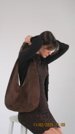 Load image into Gallery viewer, JW PEI Women's Dara Faux Suede Hobo Bag - Mocha Brown

