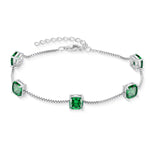 Load image into Gallery viewer, Inpasne Emerald Bracelet for Women 925 Sterling Silver Princess Cut Link Bracelet May Birthstone Jewelry Gifts for Her
