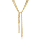 Load image into Gallery viewer, Ross-Simons Italian 18kt Gold Over Sterling Silver Mesh Tie Necklace. 32 inches
