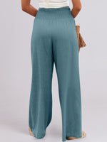 Load image into Gallery viewer, ANRABESS Women Linen Palazzo Pants Summer Boho Wide Leg High Waist Casual Lounge Pant 2025 Beach Travel Vacation Outfits Lake Large
