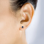 Load image into Gallery viewer, Kobelli Blue Sapphire and Diamond Earrings 1 1/2 Carat (ctw) in 14k White Gold
