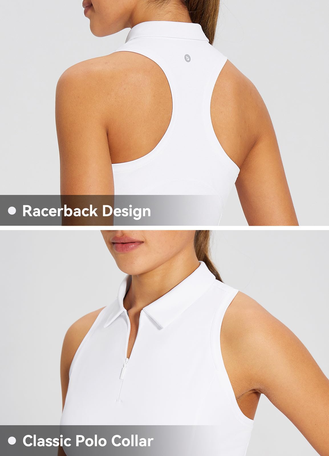 baleaf Womens Golf Dress Sleeveless Tennis Dresses with Built in Shorts Pockets Racerback Workout Athletic White M