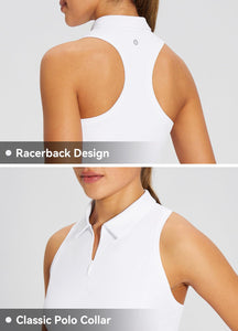 baleaf Womens Golf Dress Sleeveless Tennis Dresses with Built in Shorts Pockets Racerback Workout Athletic White M