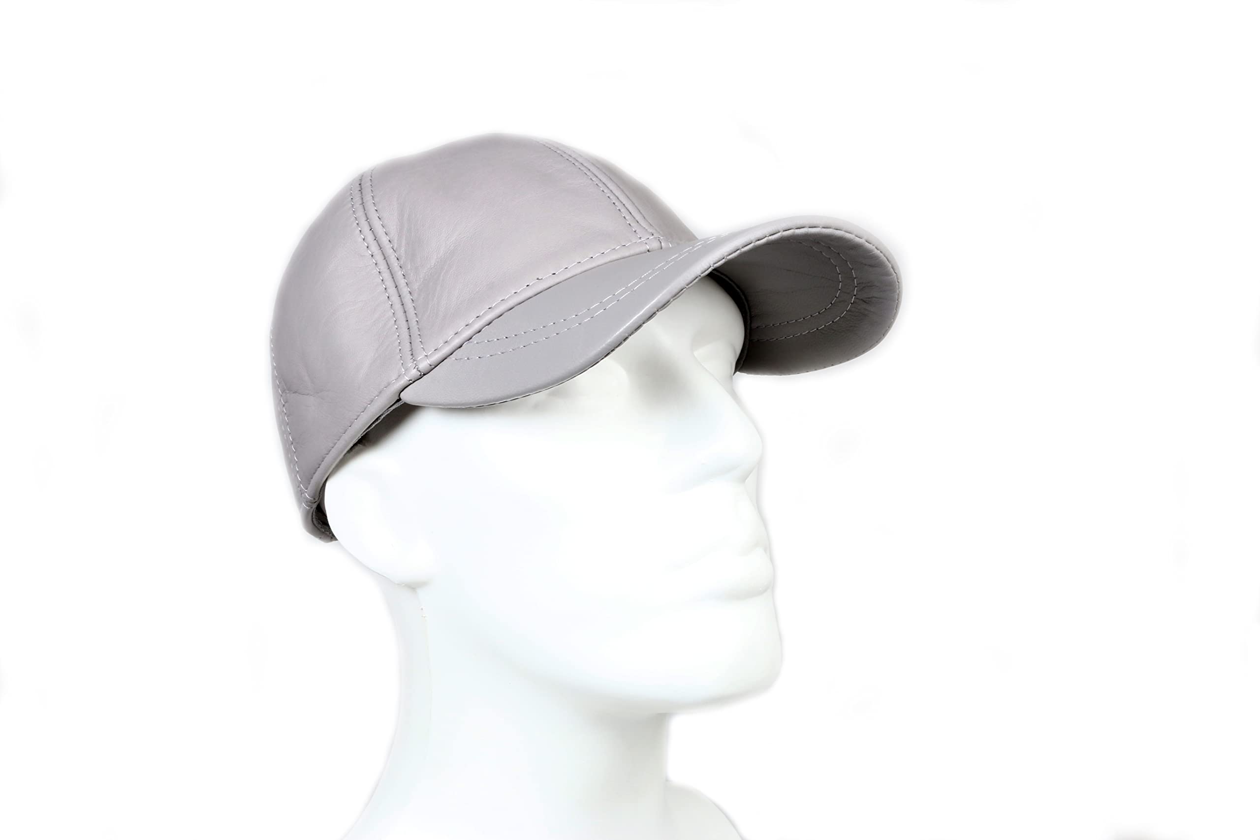 HATSQUARE Genuine Leather Baseball Cap Adjustable Soft Feel Dad Plain Hat Stylish Classic for Women Men Unisex (Grey)