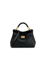 Load image into Gallery viewer, JW PEI Women&#39;s Lucia Classic Top Handle Woven Bag - Black
