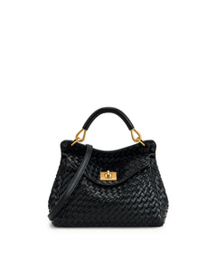 JW PEI Women's Lucia Classic Top Handle Woven Bag - Black