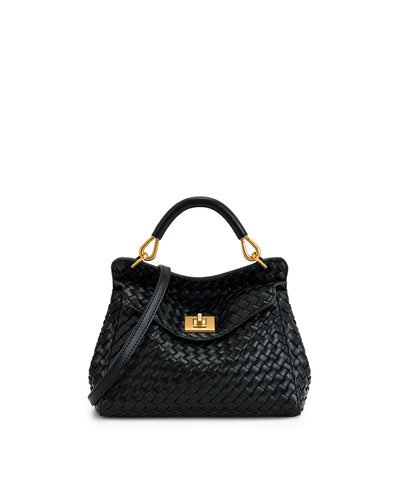 JW PEI Women's Lucia Classic Top Handle Woven Bag - Black
