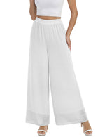 Load image into Gallery viewer, zsangbee Women's Wide Leg Palazzo Pants Chiffon Flowy Loose Party Wedding Dressy Casual Trousers White
