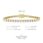 Load image into Gallery viewer, The Diamond Channel CERTIFIED 14 Karat Solid Gold LAB GROWN Diamond Tennis Bracelet. Push Safety Lock, 7 Inch Length (E-F Color, VS1-VS2 Clarity) (yellow-gold, 1 cttw)
