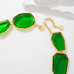 Load image into Gallery viewer, Firstmeet Vintage Resin Rhinestone Necklace Irregularly Shaped Elegant Crystal Collar for Women(XL-1240-Green)
