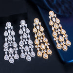 Load image into Gallery viewer, 18K Gold Natural Crystal Chandelier Earrings for Women,Dainty Moissanite Tassel Style Long Drop Earrings,Luxury Jewelry Gift for Her (White Gold, 18K Gold)
