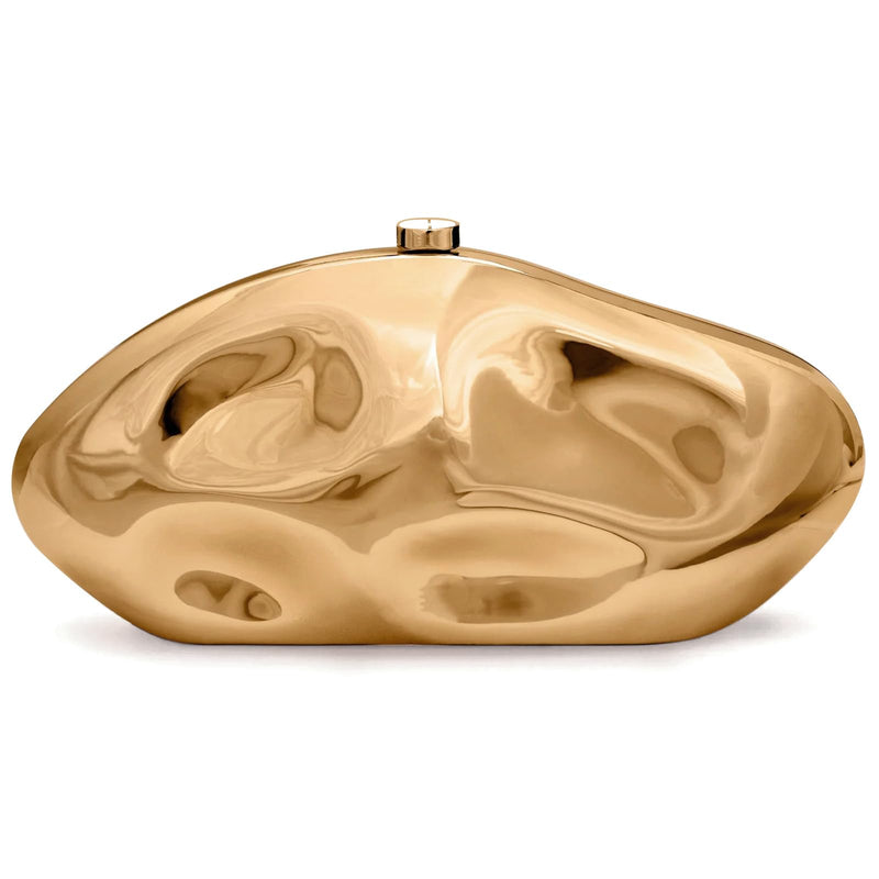 Acrylic Clutch Purse for Women Evening Bag, Irregular Shell Acrylic Purse Box Clutch with Chain for Party Wedding Prom, Champagne Gold