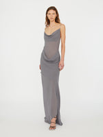 Load image into Gallery viewer, Christopher Esber, Cowl Hip Slip Dress, 2-4, Shadow Grey

