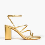 Load image into Gallery viewer, DREAM PAIRS Women's Heels Chunky Block Strappy Square Open Toe Ankle Buckle Heeled Sandals Wedding Party Dress Shoes Indie,Size 9,Gold-Pu,SDHS2428W
