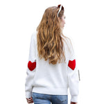 Load image into Gallery viewer, CHICWISH Women Comfy Casual Long Sleeve Heart Shape Patched White Knit Top Pullover Sweater
