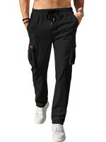 Load image into Gallery viewer, Comdecevis Men&#39;s Casual Cargo Pants Workout Joggers Stretch Sweatpants Hiking Drawstring Tactical Pants with Multi Pockets Black
