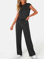 Load image into Gallery viewer, ANRABESS Two Piece Sets for Women Summer Sleeveless Sweatsuits Wide Leg Casual Lounge Set Matching Vacation Travel Outfits Medium

